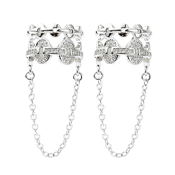 Платина Серьги-каффы из латуни с микропаве и кубическим цирконием, без кадмия и без свинца, долговечный, платина, 17x12x16 мм