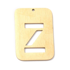 Letter Z Ionenbeschichtung (IP) 304 Edelstahlanhänger, Rechteck mit Alphabet, hohl, letter.z, 32x22x1 mm, Bohrung: 1.5 mm