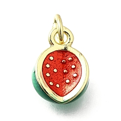 Арбуз Латунь с эмалевыми подвесками, долговечный, без свинца и без кадмия, реальный 18 k позолоченный, с целью перехода в кольце, арбуз, 12.5x9x5.5 мм, отверстие : 3.2 мм