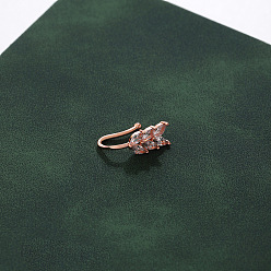 Другие Латунные хрустальные стразы клипсы на кольца для носа, нет пирсинга в носу, ювелирные изделия, розовое золото , цвет пшеницы, 10x5 мм