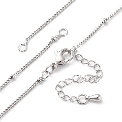 Платина Изготовление латунных спутниковых цепочек-ожерельев, с 304 из нержавеющей стали омара застежками, без свинца и без кадмия, долговечный, стойки покрытие, платина, 17.83 дюйм (45.3 см)