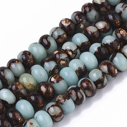 Jaspe Aqua Terra Jaspe aqua terra synthétique assemblé et brins de perles de bronzite, rondelle, 6x4mm, Trou: 1mm, Environ 94~96 pcs/chapelet, 15.74 pouce (40 cm)