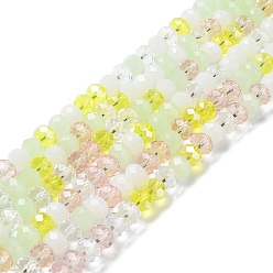 Jaune Champagne Chapelets de perles en verre, facette, rondelle, jaune champagne, 8x6mm, Trou: 1mm, Environ 65~68 pcs/chapelet, 15.7~16.1 pouce (40~41 cm)
