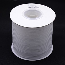 White Polyester Organza Ribbon, White, 1/4 inch(6mm), 400yards/roll(365.76m/group)