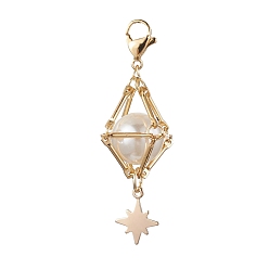 Doré  Décorations de pendentif en perles de coquillage en laiton, diamant avec étoile, or, 52mm