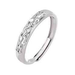 Платина Регулируемые кольца для пальцев из латуни с узором Пи Сю для женщин, платина, 3.5 мм, внутренний диаметр: регулируемый