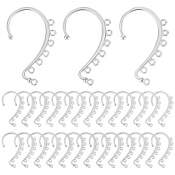 Серебро 30накладки для ушей из сплава, с 7 горизонтальной петлей, крючки для обертывания ушей для изготовления сережек без пирсинга, серебряные, 58x35x2 мм, отверстие : 2.5 мм