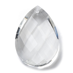 Прозрачный Прозрачные стеклянные подвески, граненые, слезинки, для люстры хрустальные подвесные подвески, прозрачные, 36x24x11.5 мм, отверстие : 1.6 мм