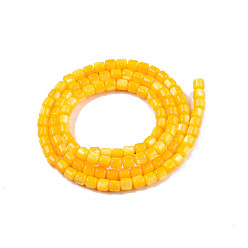 Gold Natural Freshwater Shell Beads Strands, Dyed, Column, Gold, 3.5x3.5mm, Hole: 0.8mm, about 110~113pcs/strand, 14.69 inch~15.08 inch(37.3~38.3cm)