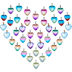 Mixed Color 40Pcs 10 Colors Handmade Lampwork Pendants, Heart Charms, Mixed Color, 23x20mm, 4pcs/color