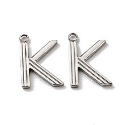 Letter K Anlaufgeschützt 304 Anhänger aus Edelstahl, Brief Reize, Buchstaben k, 14x10x1.5 mm, Bohrung: 1.6 mm