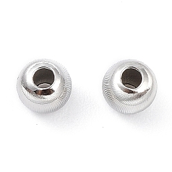 Платина 925 шарики стерлингового серебра, Бусины Кошачие Глаза, гофрированные бусины, круглые, платина, 5x4.5 мм, отверстие : 1.8 мм