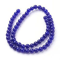Mixed Color Natural White Jade Beads Strands, Dyed, Round, Mixed Color, 6mm, Hole: 1mm, about 63pcs/Strands