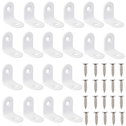 Белый 20 комплекты 304 кронштейны для плавающих полок из нержавеющей стали, угловой кронштейн для настенного крепления с винтами для мебели, белые, 25.5x24.5x16 мм, отверстие : 5.5 мм