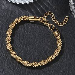 Golden 6MM 304 Stainless Steel Round Rope Chain Bracelets, Golden, 7.28 inch(18.5cm)