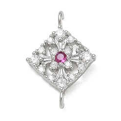 Platin Farbe Messing Strass Anhänger, Blume Reize, Platin Farbe, 15x21x3.2 mm