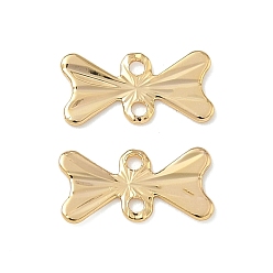 Настоящее золото 18K Подвески из латуни, текстурированные бантовые звенья, без никеля , реальный 18 k позолоченный, 5x10x0.5 мм, отверстие : 1 мм