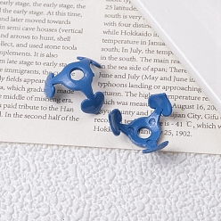 Royal Blue Spray Painted Acrylic Beads Caps, 3 Petals, Royal Blue, 16x8mm