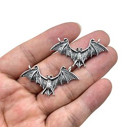 Античное Серебро Сплавочные подвески тибетского стиля, летучая мышь прелести, античное серебро, 23x44 мм
