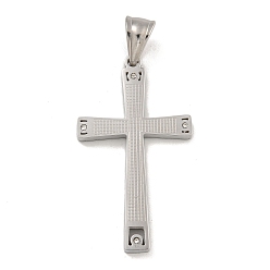 Нержавеющая Сталь Цвет 304 подвески из нержавеющей стали, с кристальными стразами, крест очарование, цвет нержавеющей стали, 42x24x3 мм, отверстие : 7.5x5 мм