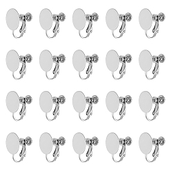 Нержавеющая Сталь Цвет 20шт. 316 фурнитура для сережек-клипс из нержавеющей стали, серьги настройки, плоско-круглые, цвет нержавеющей стали, 17.5x14x12 мм, лоток : 12 мм