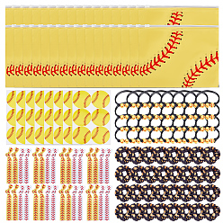 Желтый Подарочные наборы для бейсбола, в том числе 32 шт. косметические пакеты eva с застежкой-молнией, 32шт. браслеты из бисера, 32шт. резинки для волос из полиэстерового эластичного волокна, 64 шт. 2 цветной эластичный шнур и 8 шт. наклейки из крафт-бумаги, желтые, 15.6x19.8x0.02 см