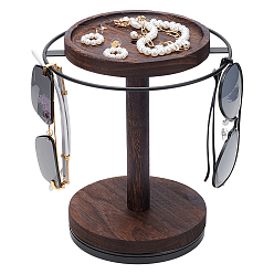 Коричневый Железная вращающаяся подставка для очков с деревянным подносом и основанием, органайзер для солнцезащитных очков, кофе, 197x76.5 мм