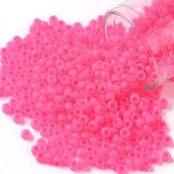 (910F) Hot Pink Ceylon Pearl Matte Тохо 8/0 круглые бусины, японский бисер, (910 f) ярко-розовый цейлонский жемчуг матовый, 3 мм, отверстие : 1 мм, Около 222 шт / 10 г