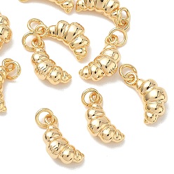 Real 18K Gold Plated SHEGRACE Brass Charms, Cadmium Free & Nickel Free & Lead Free, Croissant Charms, Real 18K Gold Plated, 12.5x7x4.5mm, Hole: 2.5mm