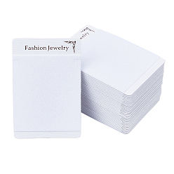White Flannelette and Plastic Necklace Display Cards, Rectangle, White, 9x6x0.1cm