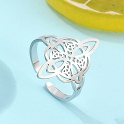 Нержавеющая Сталь Цвет Не тускнеет 304 открытые манжеты из нержавеющей стали с ведьминым узлом для женщин, цвет нержавеющей стали, 23 мм, регулируемый