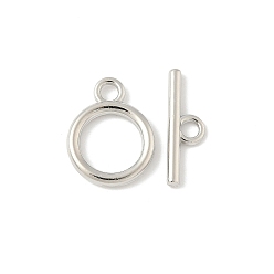 Платина Застежка тоггл из сплава, без кадмия и без свинца, стойки покрытие, кольцо, платина, Кольцо: 17.5x14x2 mm, отверстие : 2.5 мм, бар: 6x19x2 mm, отверстие : 2.5 мм