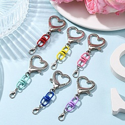 (52) Непрозрачная лаванда Литые украшения подвесные, сердце, Сплав с застежками когтя омара, разноцветные, 59.5 мм