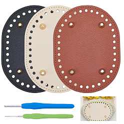 (52) Непрозрачная лаванда 3 шт. 3 цвета овальные искусственная кожа вязание крючком сумки дно, с 2шт 2 стилями алюминиевых крючков для вязания, разноцветные, 14.5x11 см, 1 шт / цвет