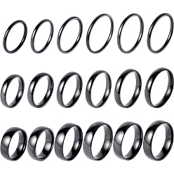 Черный 18шт. 18 стилей колец из нержавеющей стали, чёрные, 2~6 мм, внутренний диаметр: 16.3~21.3 мм, 1 шт / стиль