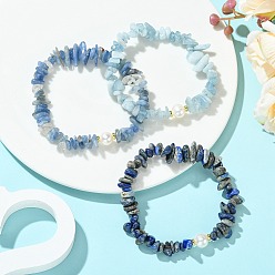 Смешанные камни 3шт. 3 стильные браслеты из натуральных смешанных драгоценных камней и культивированного пресноводного жемчуга, эластичные, для женщин, внутренний диаметр: 2.13 дюйм (5.4 см) 1 шт./стиль