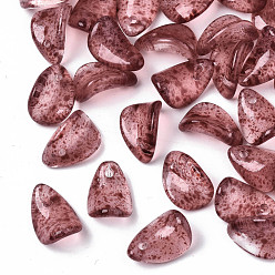 Серо-розавый Прозрачные брызги окрашенные стеклянные подвески, Petaline, увядшая роза, 12x8x4.5 мм, отверстие : 1 мм