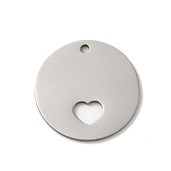 Herz Anlaufgeschützt 201 Anhänger aus Edelstahl, Edelstahl Farbe, Laserschnitt, flache runde Charme, Herz, 18x1 mm, Bohrung: 1.5 mm