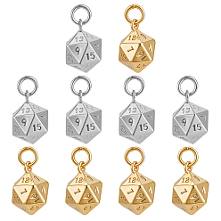 (52) Непрозрачная лаванда 10 шт 2 цвета латунные подвески, с прыжковых колец, 20 брелок с двусторонними игральными костями, разноцветные, 13.5x9.5x9.5 мм, отверстие : 3.2 мм, 5 шт / цвет