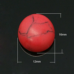 Синтетическая Бирюза Бирюзовый кабошон, окрашенные, овальные, красные, 16x12x5~5.5 мм
