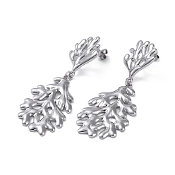 Нержавеющая Сталь Цвет Не тускнеют 304 серьги-гвоздики из нержавеющей стали, laef, цвет нержавеющей стали, 60.5x22 мм