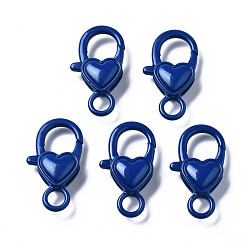 Синий Застежки-клешни из экологически чистого сплава, окрашенные распылением, без кадмия, без никеля и без свинца, сердце, синие, 27x15x6.5 мм, отверстие : 4 мм
