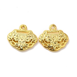 Echt 18 k vergoldet Rack Überzug Messing Charme, bleifrei und cadmiumfrei, langlebig überzogen, Glücksverheißender Wolken-Schloss-Charm, echt 18 k vergoldet, 12.5x13x2 mm, Bohrung: 1.2 mm