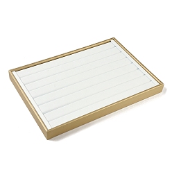 Белый Лотки для колец для ювелирных изделий из искусственной кожи, Прямоугольный настольный органайзер без крышки, для колец, белые, 35x24x3 см