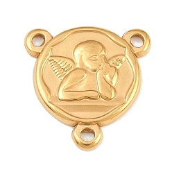 Golden 304 Stainless Steel Chandelier Component Links, 3 Loop Rosary Connectors, Flat Round with Angle, Golden, 18x17.5x2mm, Hole: 1.5mm