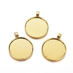Antique Golden Alloy Pendant Cabochon Settings, Plain Edge Bezel Cups, DIY Findings for Jewelry Making, Cadmium Free & Nickel Free & Lead Free, Flat Round, Antique Golden, 62.5x50x4mm