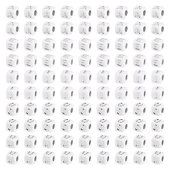 Letter 500 шт 5 стили непрозрачные акриловые бусины, квадрат с буквой, серебристого металла, обвитыми, буква а, е, и, о, у, буквы, 5x5x5 мм, отверстие : 2 мм, 100 шт / стили