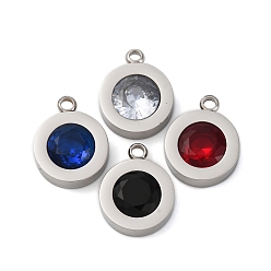 (52) Непрозрачная лаванда 304 прелести нержавеющей стали, с кубического циркония, плоско-круглые, разноцветные, 13.5x11x4.5 мм, отверстие : 1.8 мм