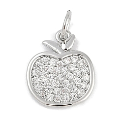 Платина Стойки обшивки латунные подвески, яблочные прелести, с кубического циркония, долговечный, без свинца и без кадмия, с целью перехода в кольце, платина, 13.5x11.5x1.5 мм, отверстие : 3 мм