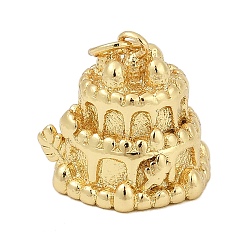 Настоящее золото 18K Латунные подвески, торт, с целью перехода в кольце, без кадмия и без свинца, стойки покрытие, долговечный, реальный 18 k позолоченный, 15x15.5x14.5 мм, отверстие : 3.5 мм